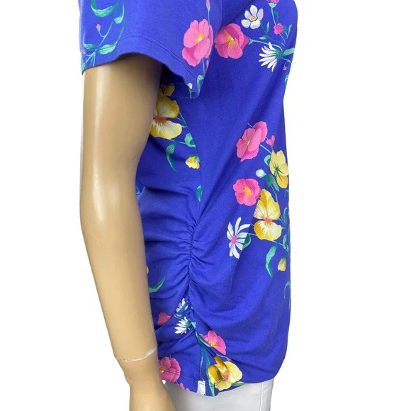 Old Navy Maternity Fitted Blouse XL Scoop Neck Short Sleeve Cotton/Spandex - Picture 4 of 5